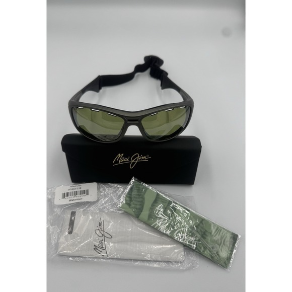 MAUI JIM WATERMAN MJ 410-11B TITANIUM W/ MAUI HT GREEN POLARIZED SUNGLASSES NEW - Picture 2 of 10